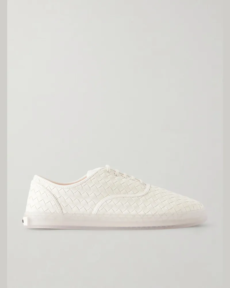 Bottega Veneta Intrecciato Leather Sneakers White