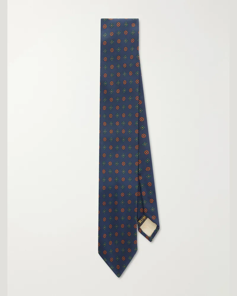 Rubinacci 8cm Printed Silk-Twill Tie Blue
