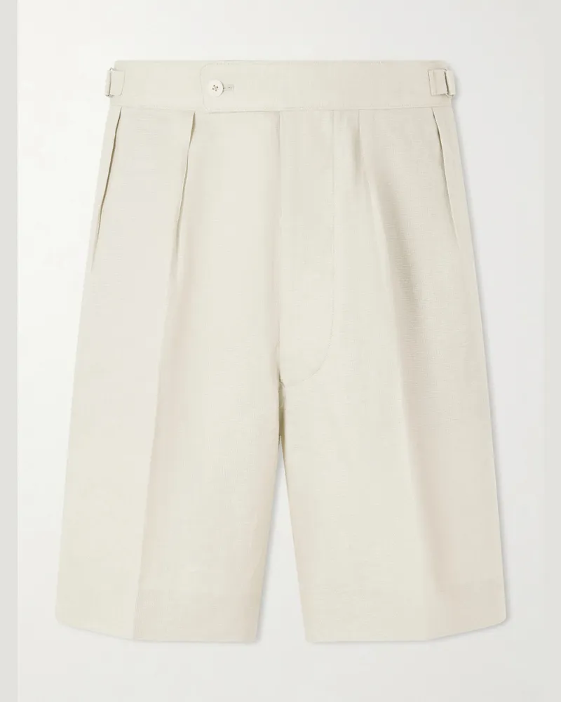 Kaptain Sunshine Gurkha Straight-Leg Linen and Silk-Blend Shorts Neutrals