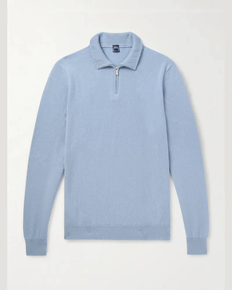 Fedeli Favonio Slim-Fit Cashmere Half-Zip Sweater Blue