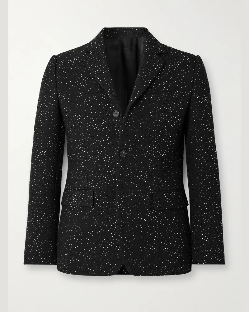 Celine Schmal geschnittenes Sakko aus Woll-Twill mit Kristallen Schwarz
