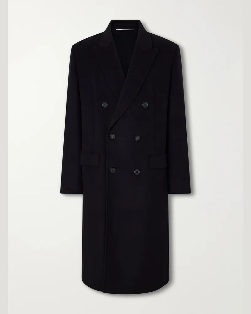 Saint Laurent Double-Breasted Wool-Blend Coat Black