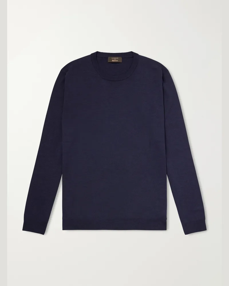 Slowear Zanone Slim-Fit Flexwool Sweater Blue