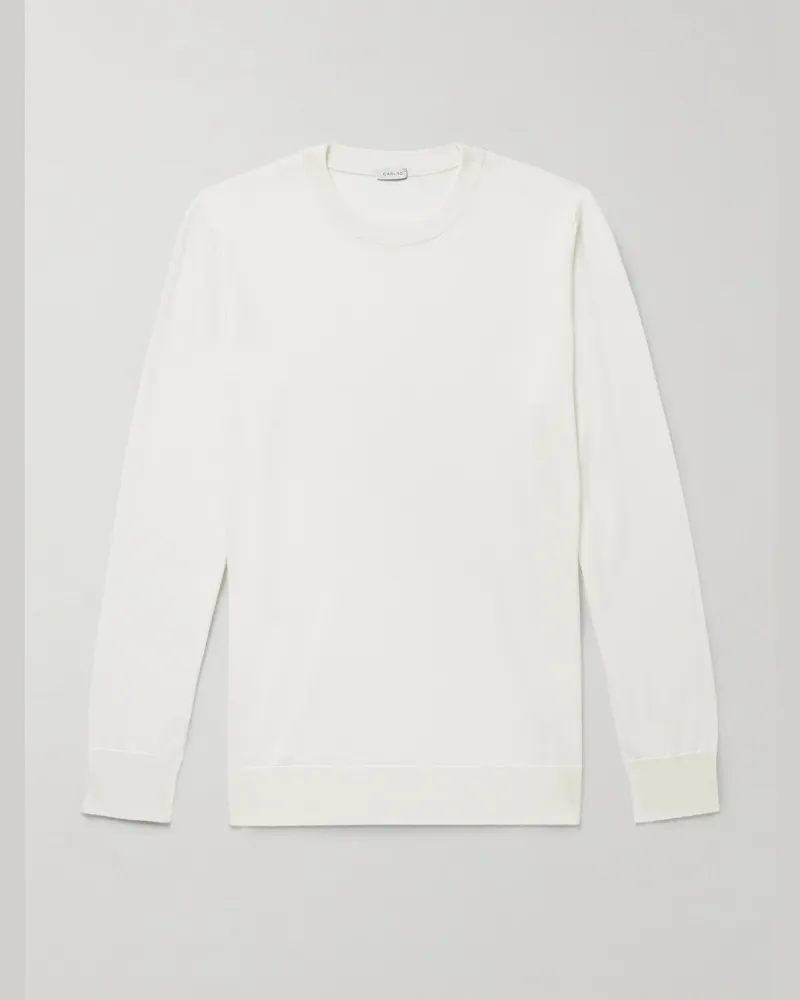 Caruso Pullover aus einer Mischung aus Wolle, Seide und Kaschmir Weiß
