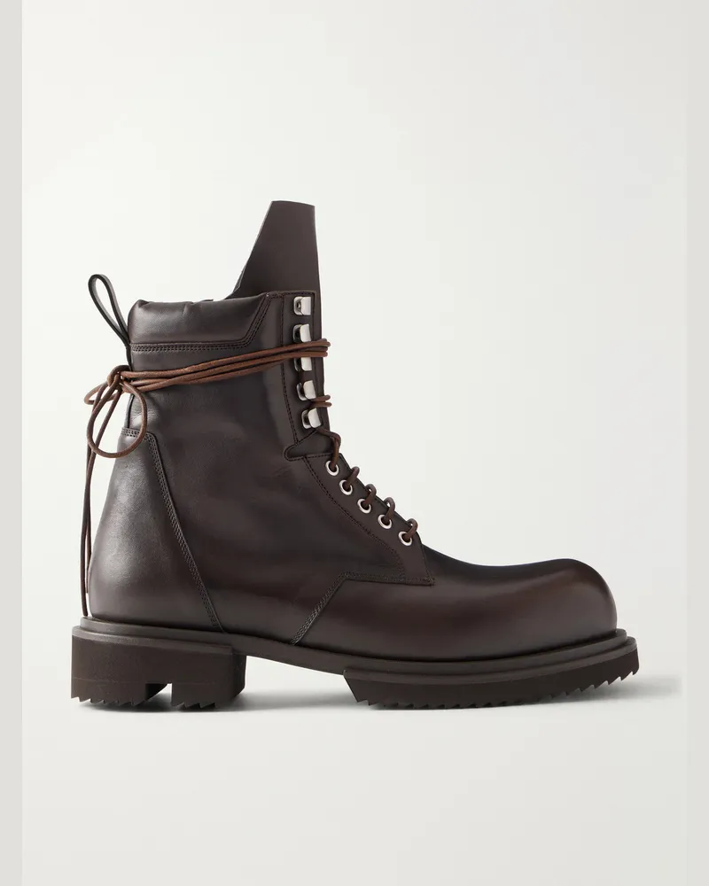 Rick Owens Army Gabe Leather Lace-Up Boots Brown