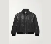 Teddy Panelled Full-Grain Leather Blouson Jacket