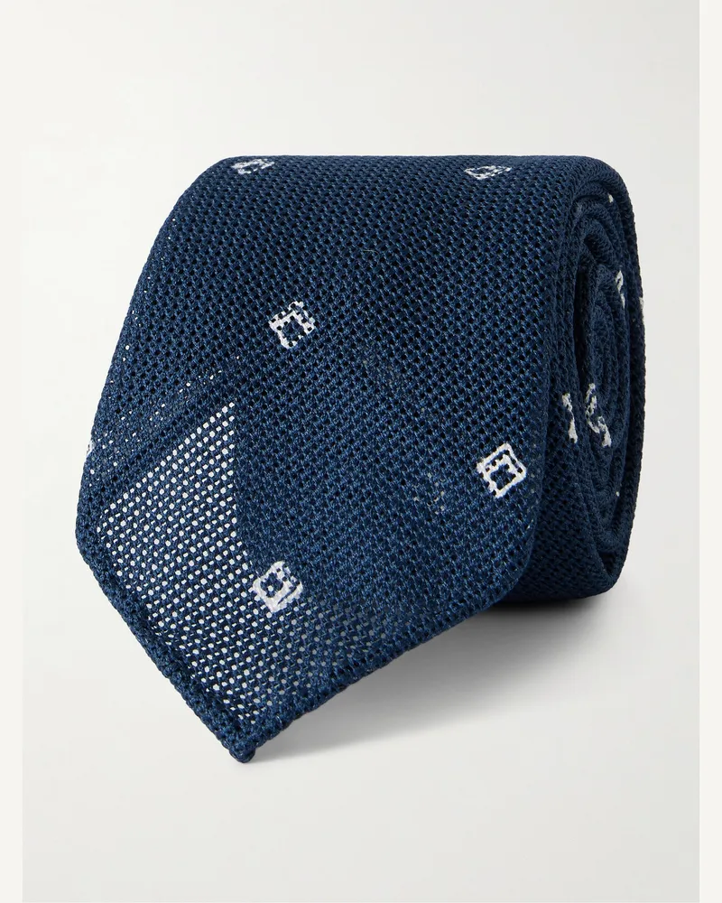 Sid Mashburn 8cm Printed Cotton-Mesh Tie Blue