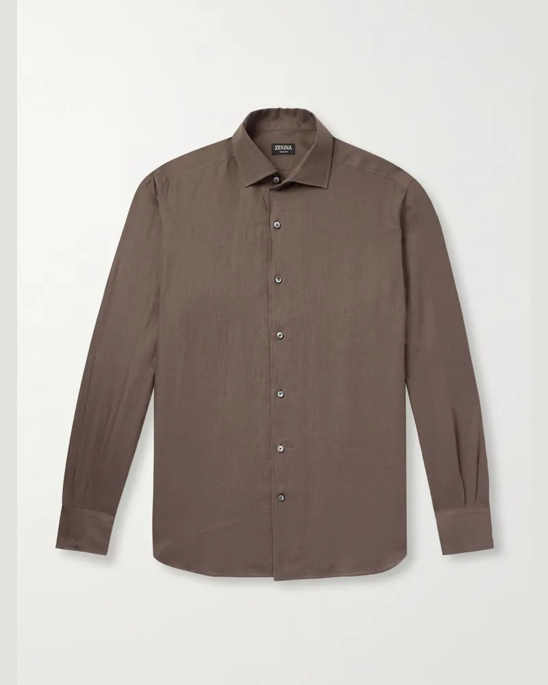 Ermenegildo Zegna Hemd aus „Oasi“-Leinen Braun