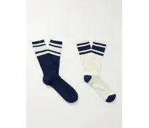 Set aus zwei Paar Socken aus einer Baumwollmischung in Rippstrick mit Streifen