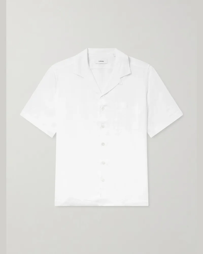 LARDINI Hemd aus Leinen mit wandelbarem Kragen Weiß