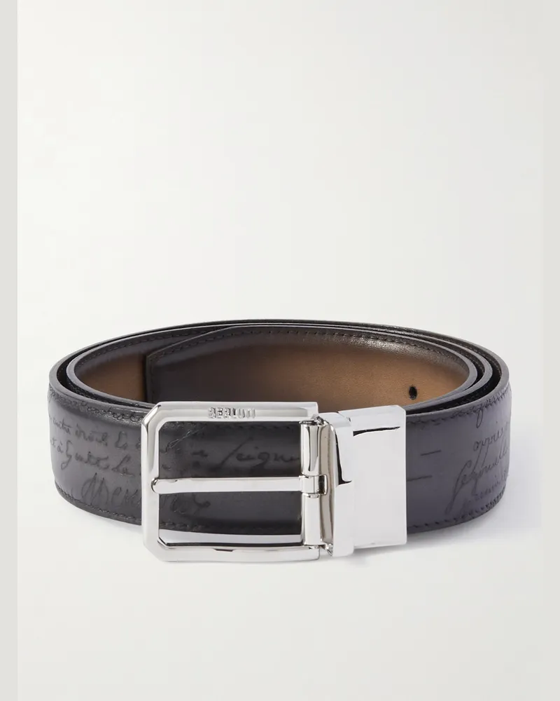 Berluti Scritto 3.5cm Reversible Venezia Leather Belt Brown