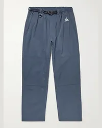 Nike ACG gerade geschnittene Hose aus Stretch-Shell mit Gürtel und Logostickerei Blau