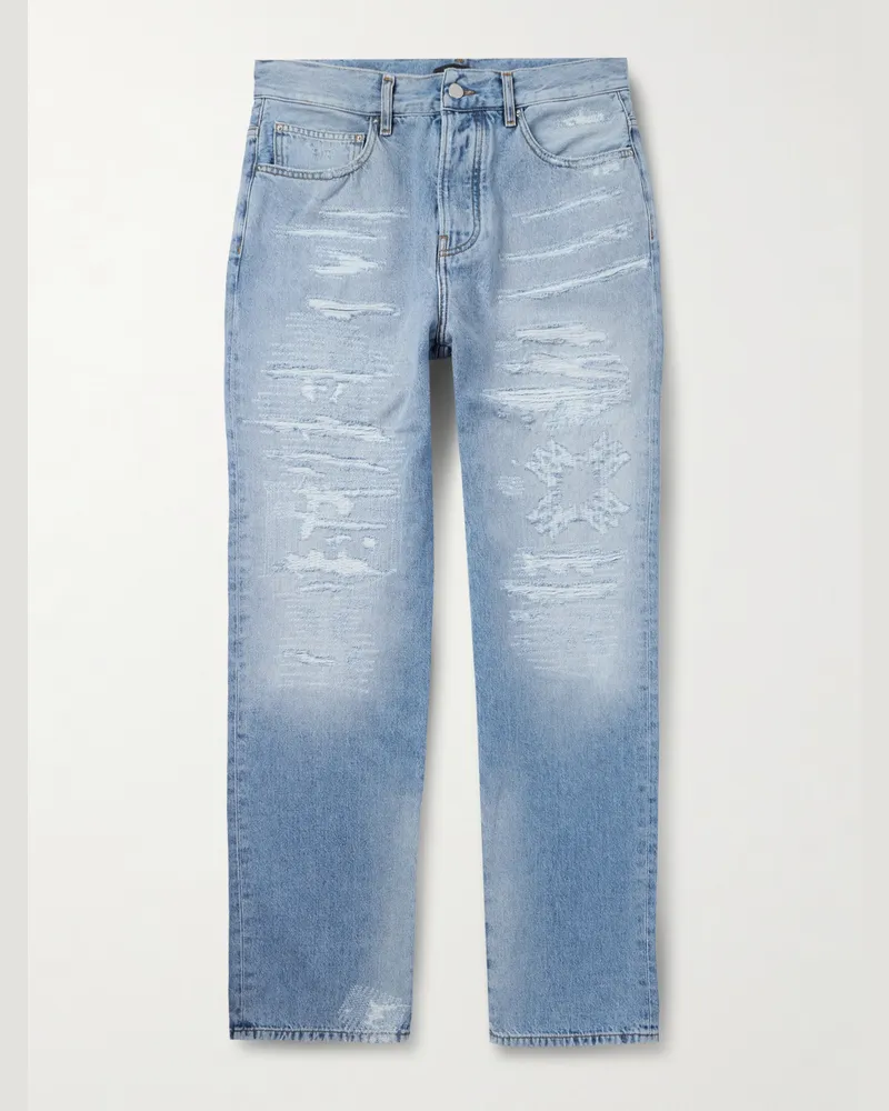 Amiri MA Quad gerade geschnittene Jeans in Distressed-Optik Blau
