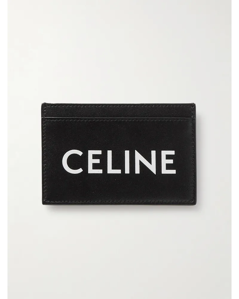 Celine Kartenetui aus Leder mit Logoprint Schwarz