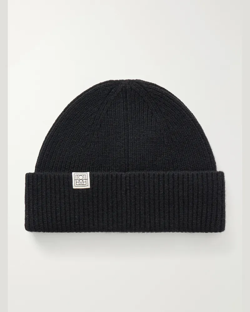 Totême Cashmere Ribbed Beanie Black