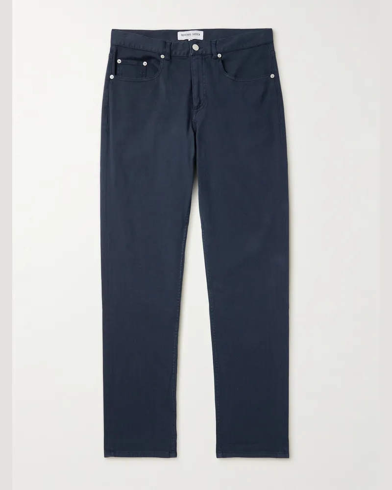 Frescobol Carioca Columbo gerade geschnittene Hose aus Twill aus einer Baumwollmischung Blau