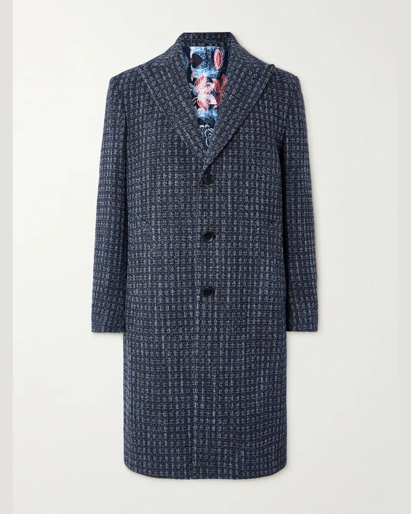 Etro Soho Wool Overcoat Blue