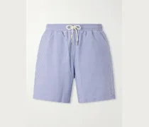 Mastiff II Straight-Leg Mid-Length Striped Seersucker Swim Shorts