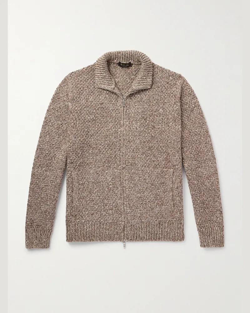 Loro Piana Cardigan aus einer Seiden-Kaschmirmischung mit Reißverschluss Braun