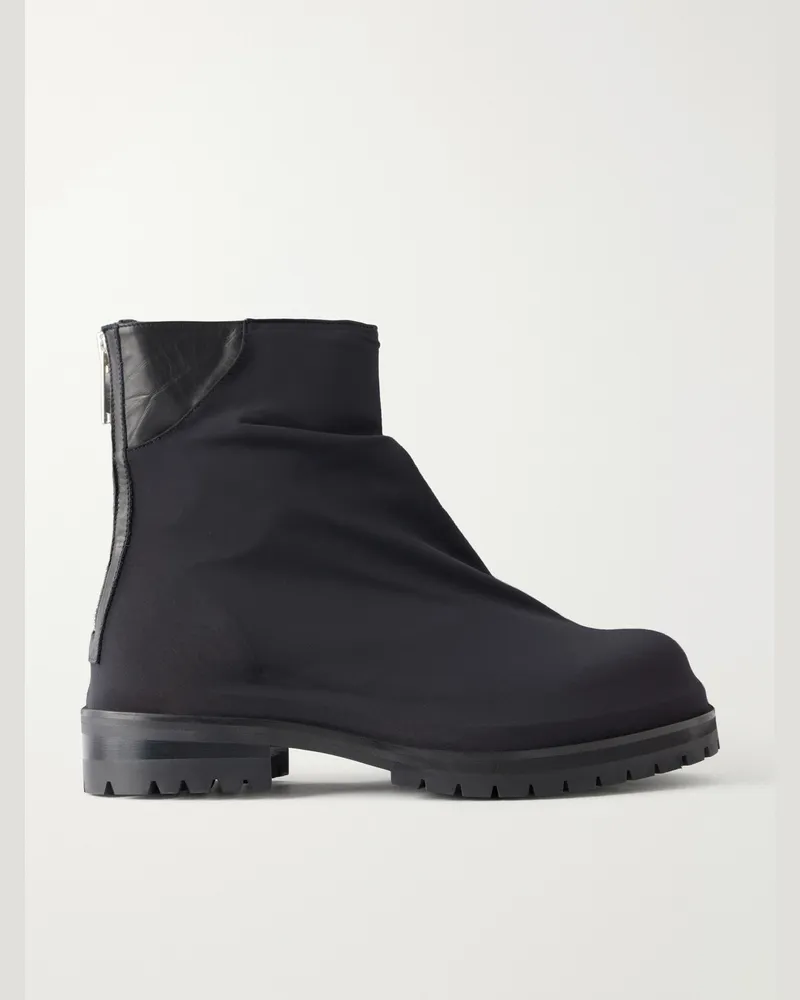 FourTwoFour on Fairfax Marathons Leather and Jersey Boots Black