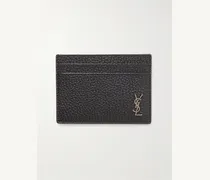 Tiny Cassandre Logo-Appliquéd Full-Grain Leather Cardholder