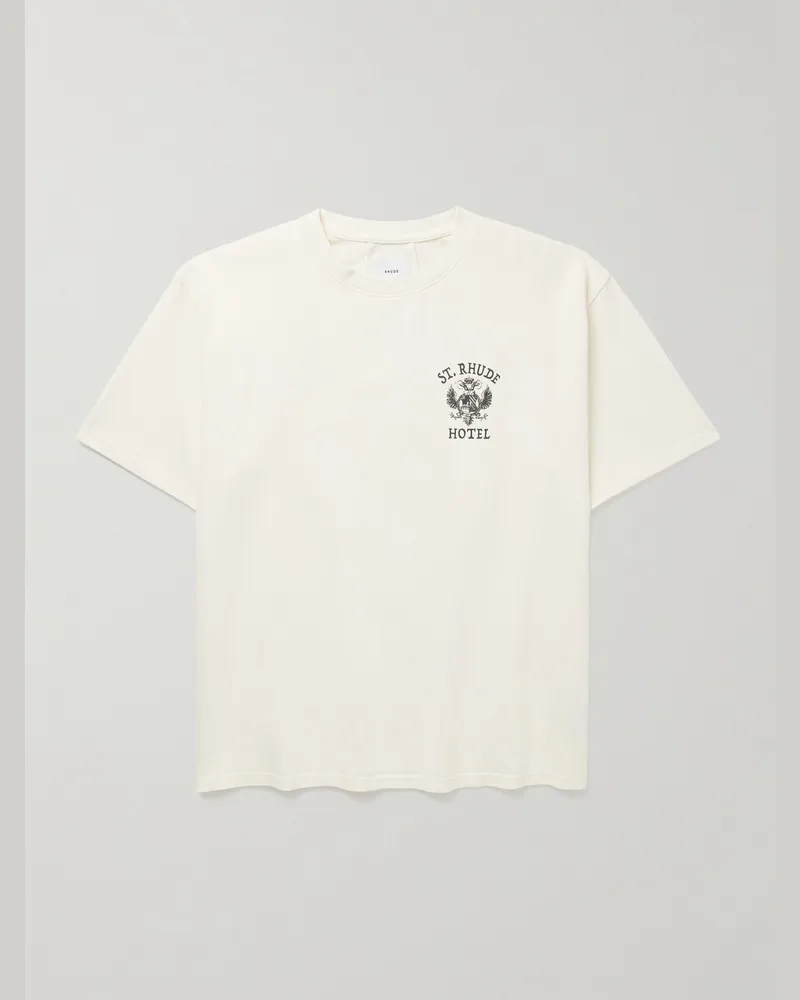RHUDE T-Shirt aus Baumwoll-Jersey mit Logoprint Weiß