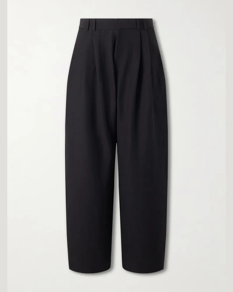 Studio Nicholson Straight-Leg Pleated Linen and Wool-Blend Suit Trousers Black