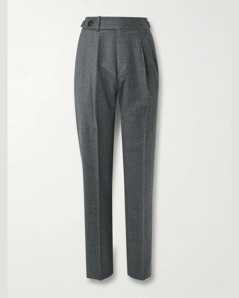 PURDEY Gerade geschnittene Bundfaltenhose aus Wollflanell Grau