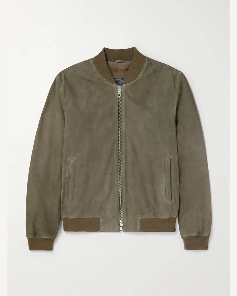 MR P. Suede Bomber Jacket Green