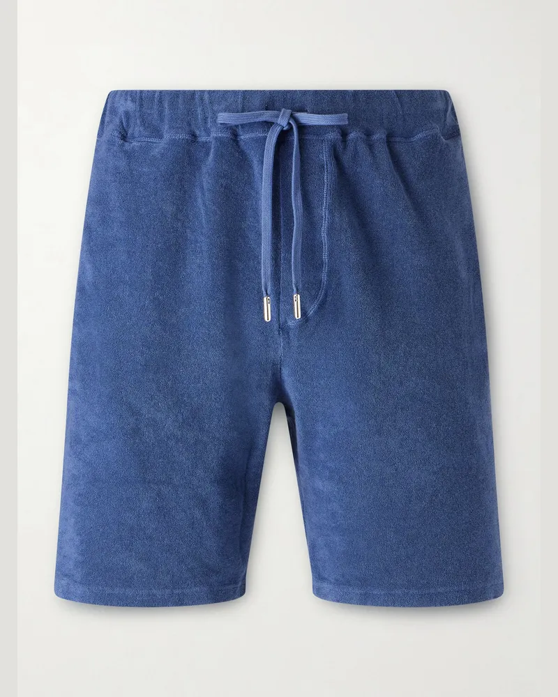 Fedeli Schmal geschnittene Shorts aus Baumwollfrottee mit Kordelzugbund Blau
