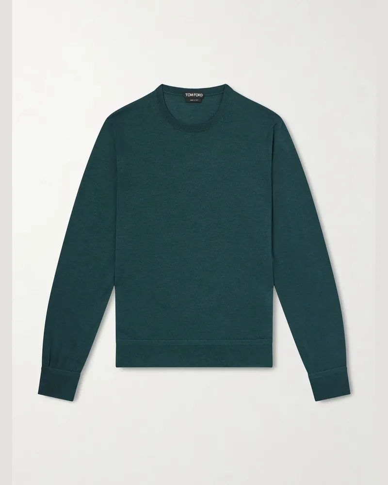 Tom Ford Slim-Fit Cashmere and Silk-Blend Sweater Green