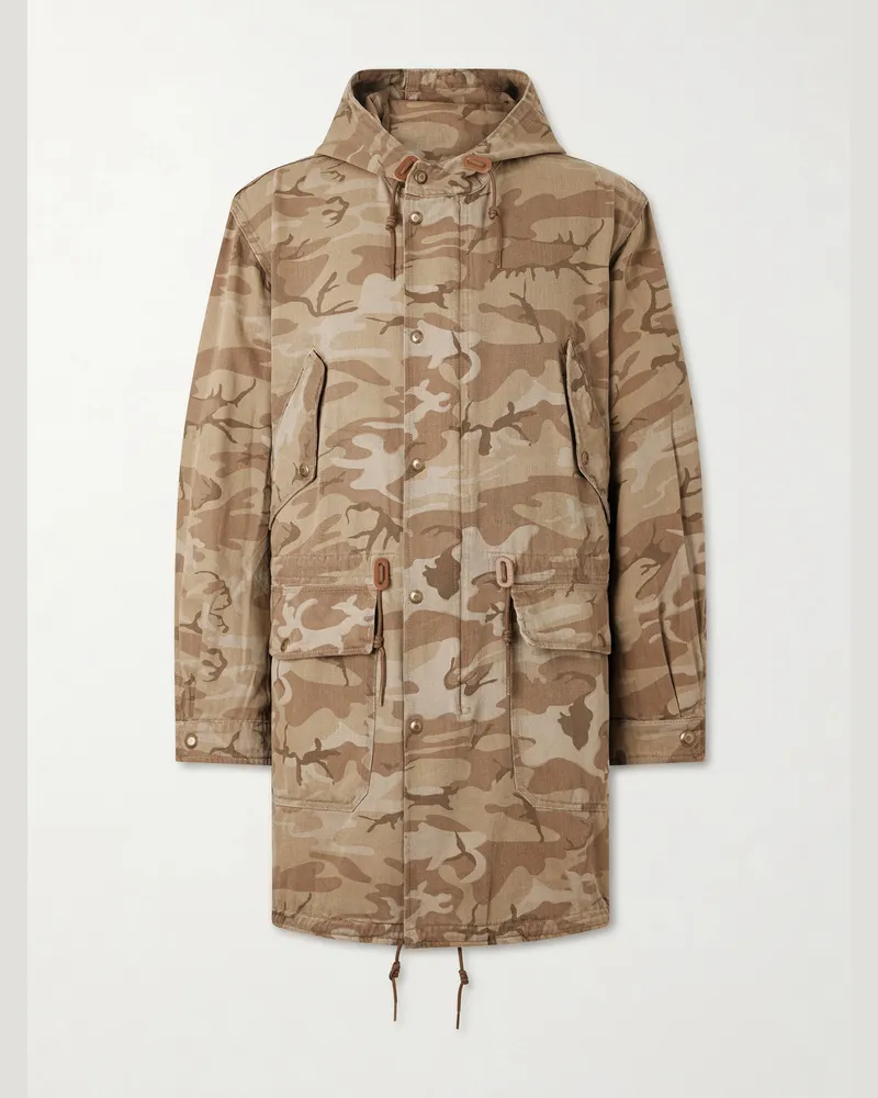 RRL Pershing Camouflage-Print Denim Hooded Parka Green
