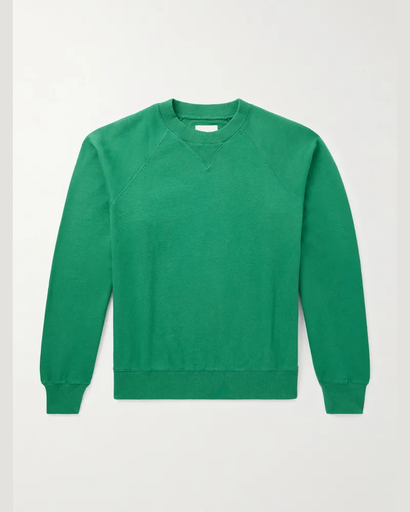 Drake's Cotton and Cashmere-Blend Jersey Sweatshirt Green