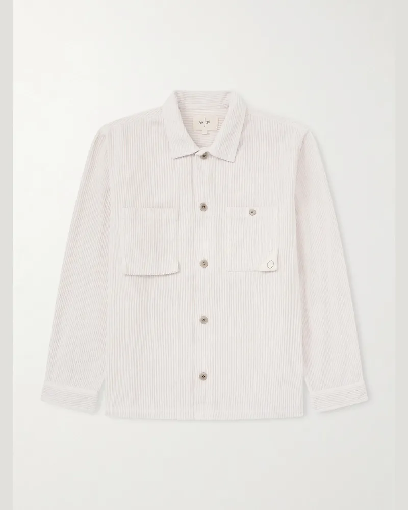 Folk Anniversary Patch Hemdjacke aus Baumwollcord Grau