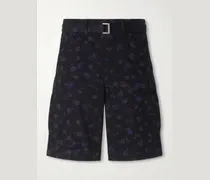 Wide-Leg Belted Floral-Print Cotton-Canvas Shorts