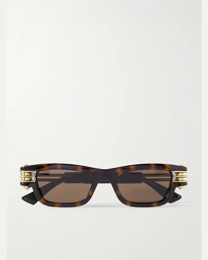 Bottega Veneta Sonnenbrille mit D-Rahmen aus Azetat in Schildpattoptik und goldfarbenen Details Horn