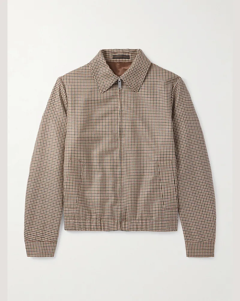 Incotex Wattierter Blouson aus Wolle mit Karomuster Neutral