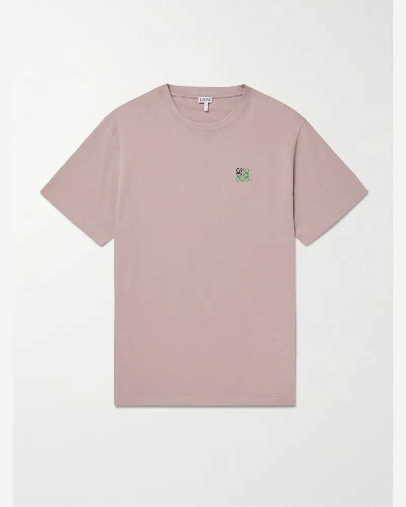 Loewe T-Shirt aus Baumwoll-Jersey mit Logostickerei Pink