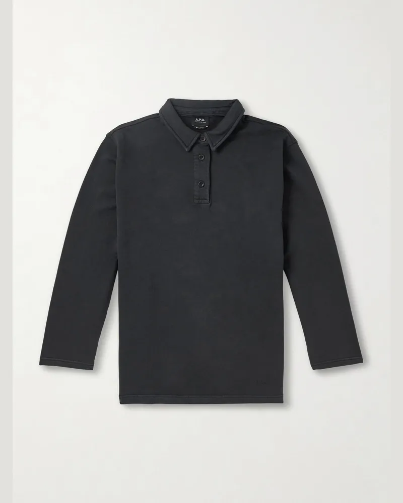 A.P.C. Logo-Embroidered Cotton-Jersey Polo Shirt Black