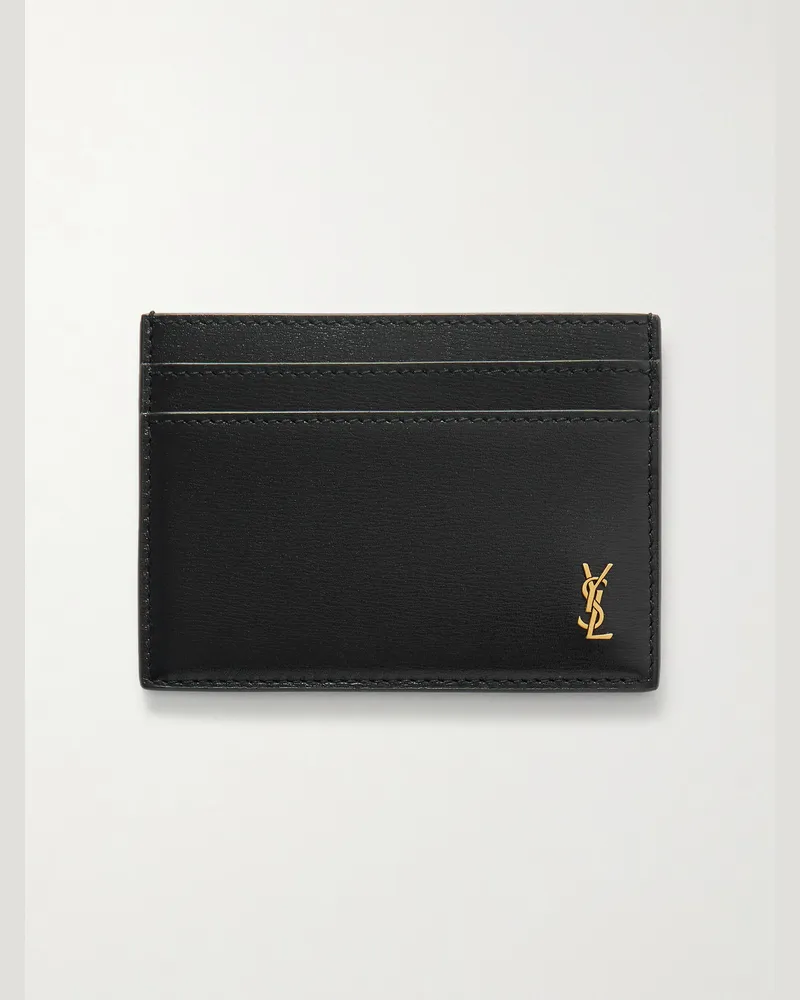 Saint Laurent Logo-Embellished Leather Cardholder Black