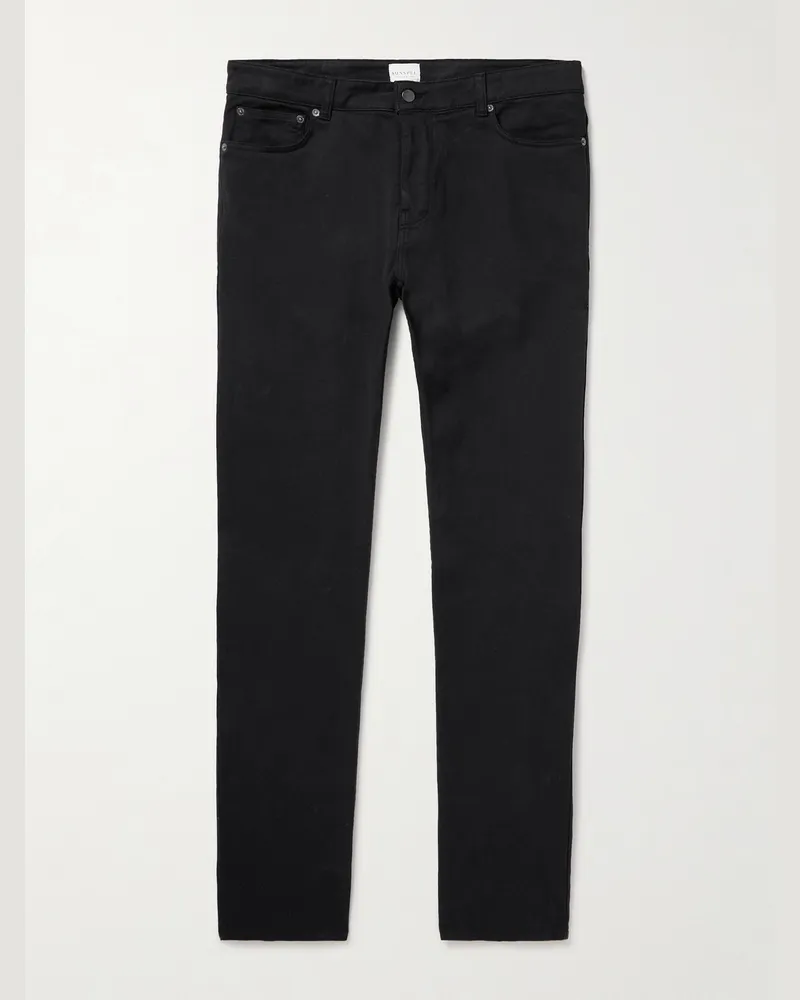 Sunspel Schmal geschnittene Hose aus Twill aus einer Baumwollmischung Schwarz
