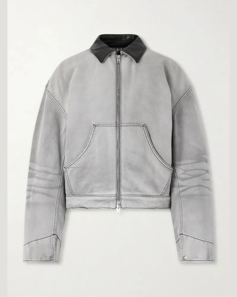 Acne Studios Cotton Leather-Trimmed Jacket Gray