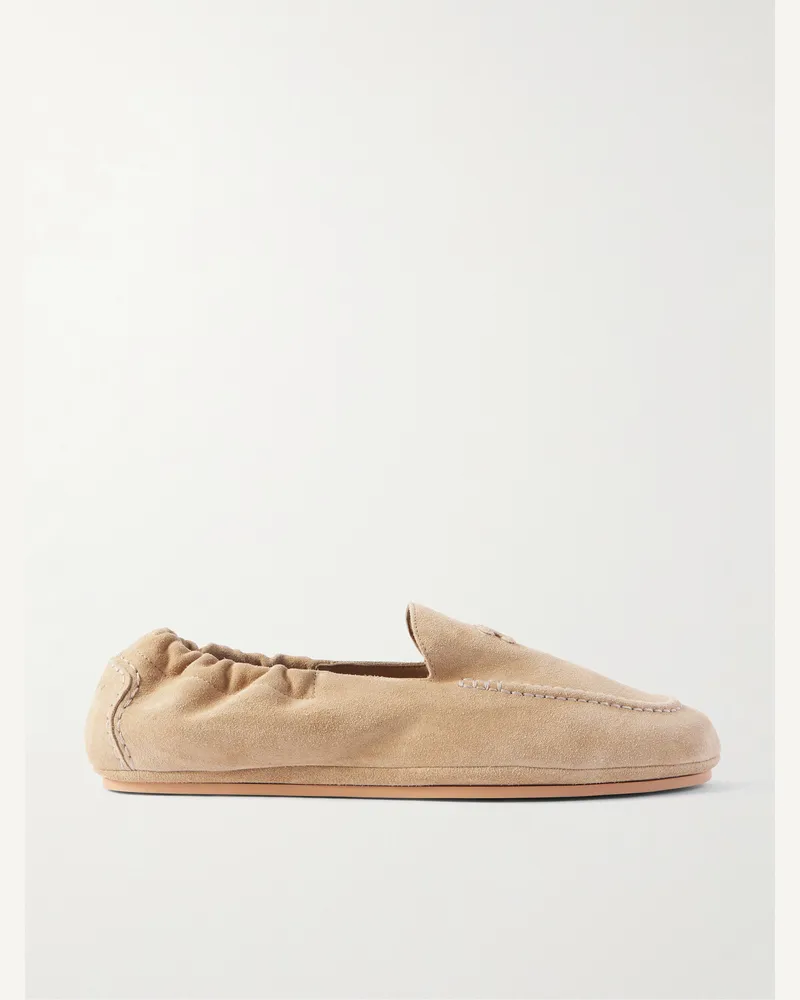 Celine Loafers aus Veloursleder mit Logoapplikation Neutral