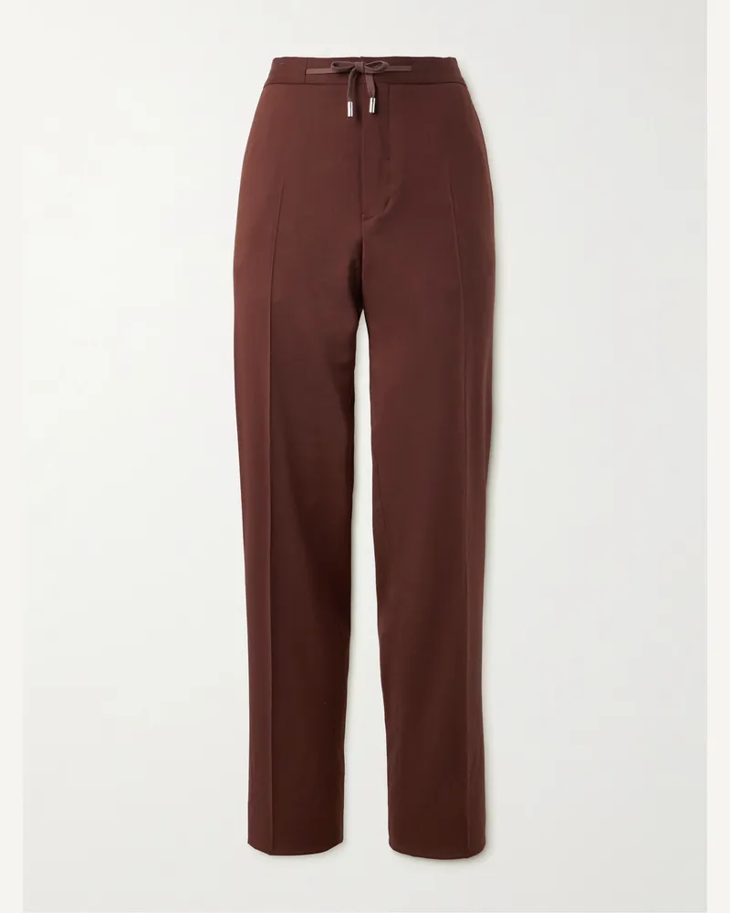 MR P. Tapered Wool-Twill Drawstring Trousers Brown