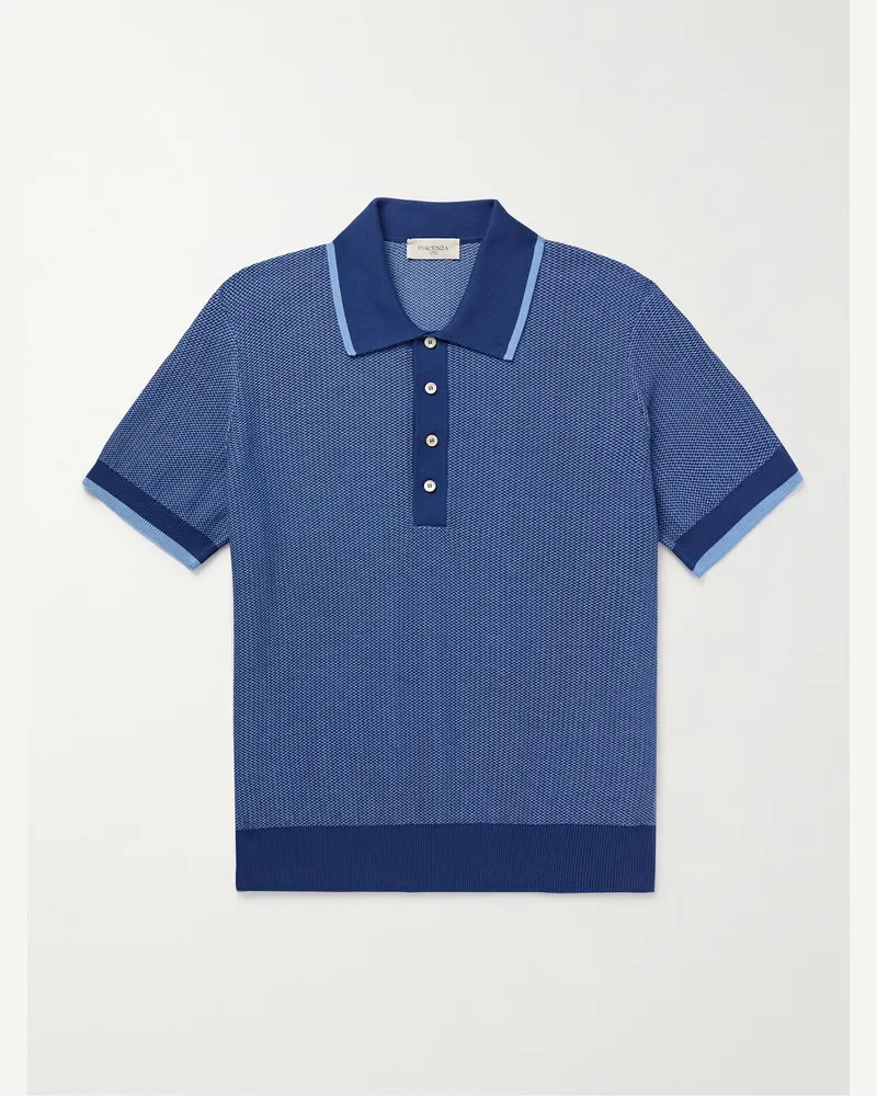 PIACENZA 1733 Schmal geschnittenes Polohemd aus Birdseye-Piqué aus Baumwolle Blau