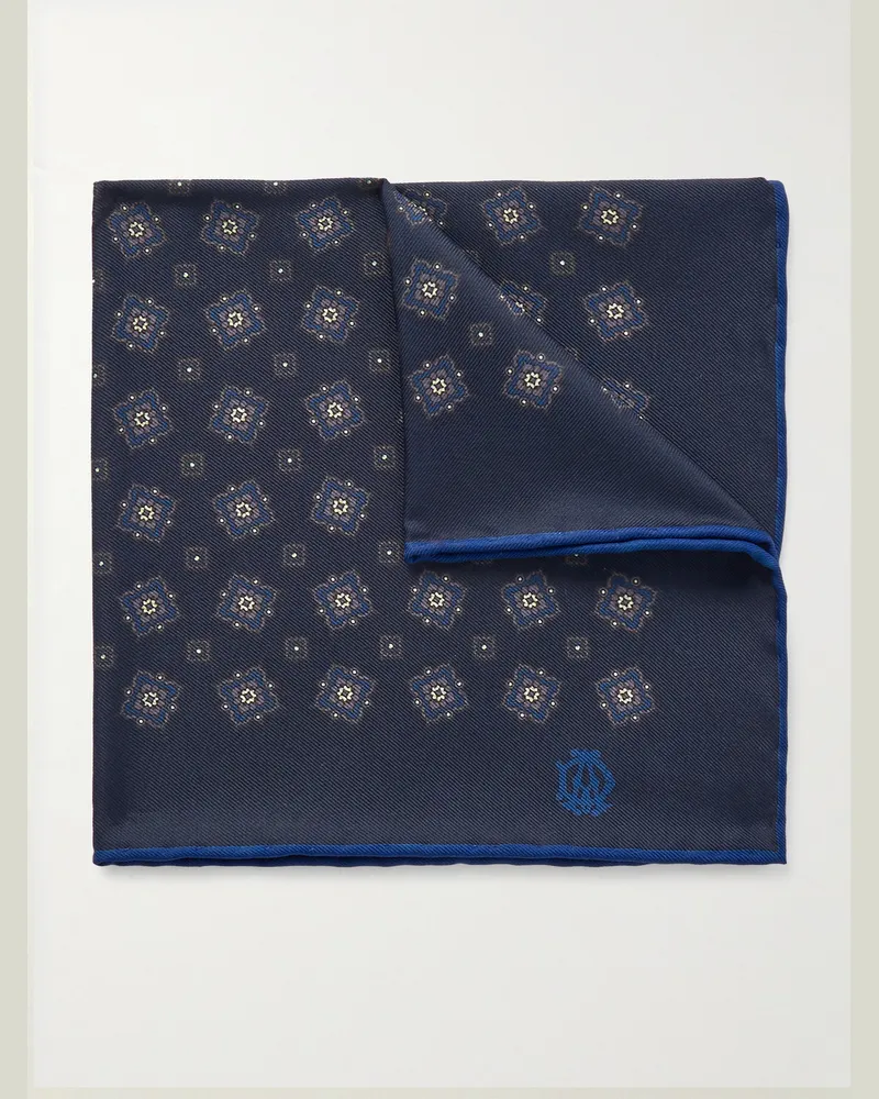 Dunhill Tuch aus bedrucktem Seiden-Twill Blau
