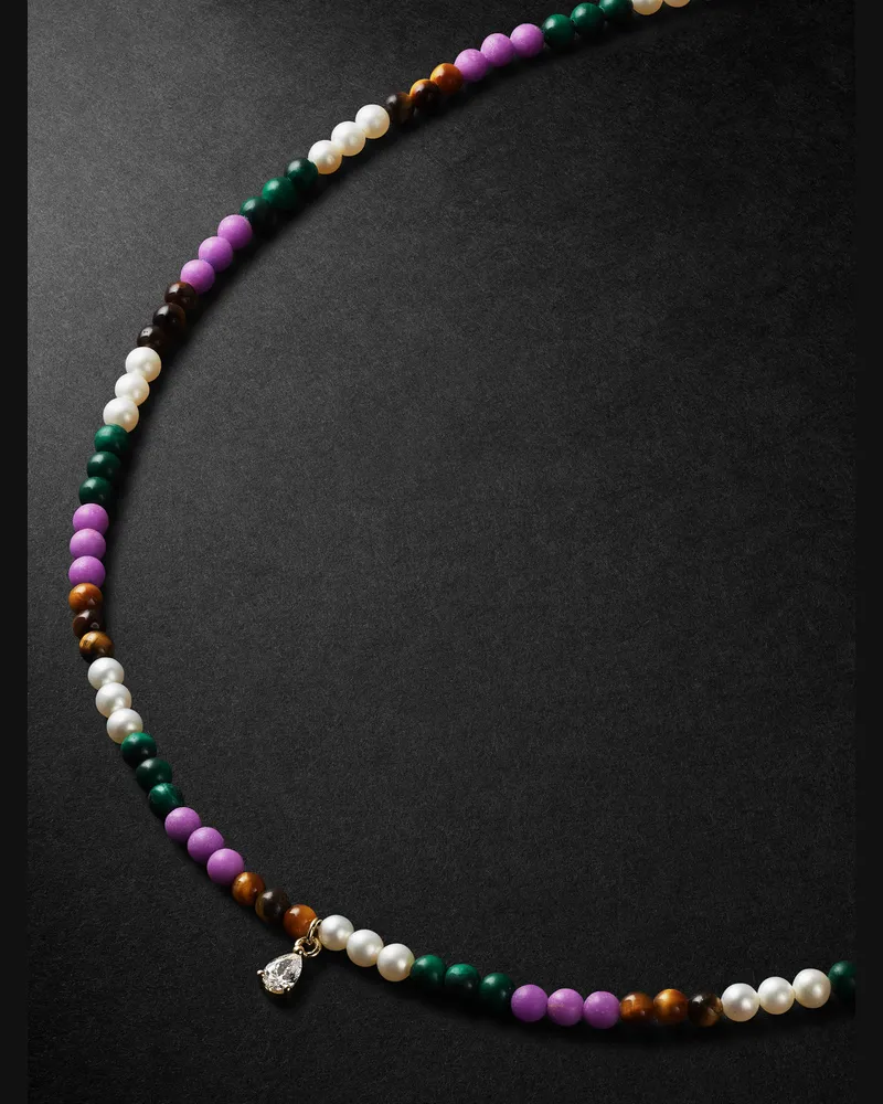 Yvonne Léon Gold Multi-Stone Beaded Necklace Purple