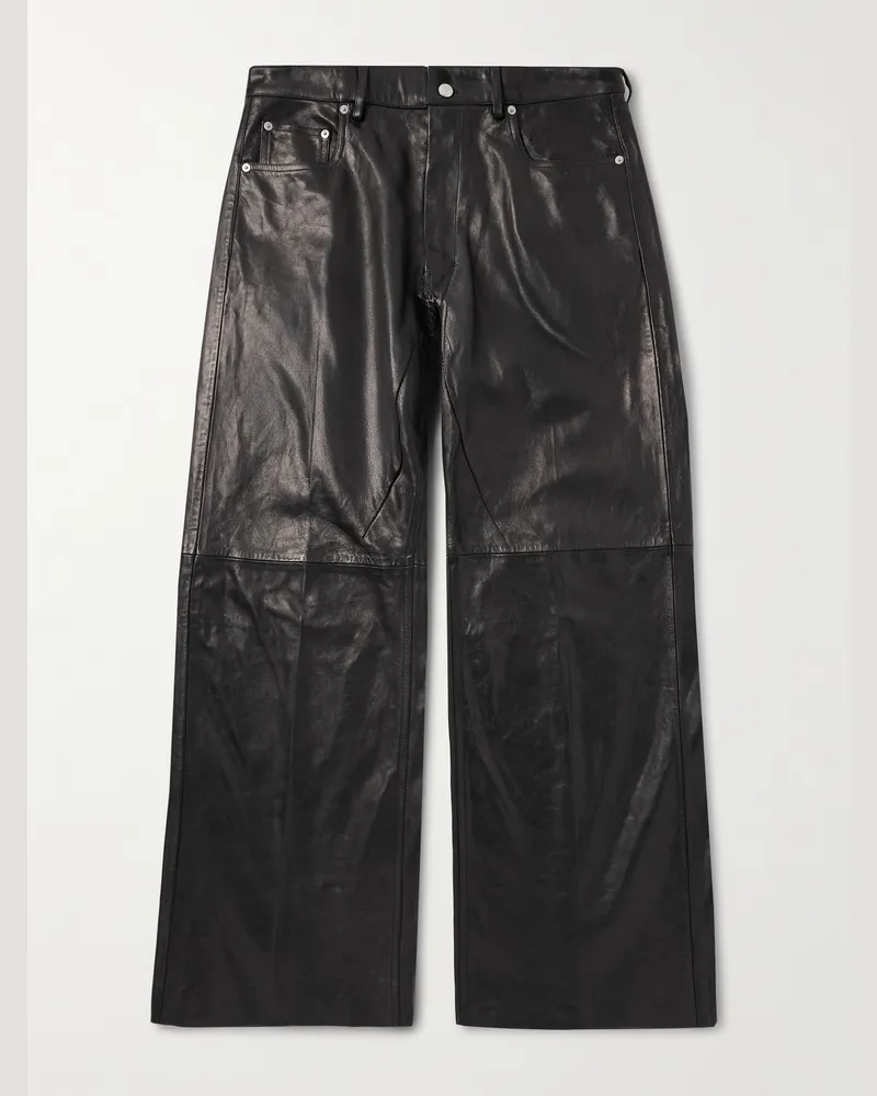 Rick Owens Geth weit geschnittene Hose aus Leder Schwarz
