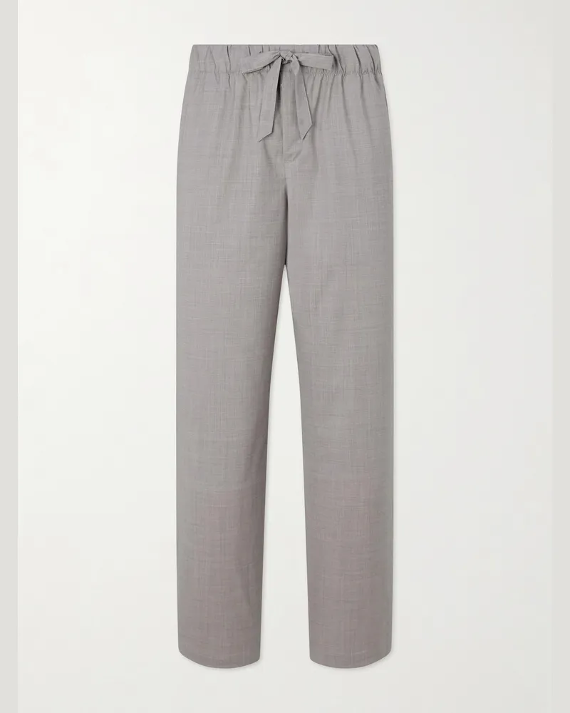 Frescobol Carioca Luan Straight-Leg Wool Drawstring Trousers Gray