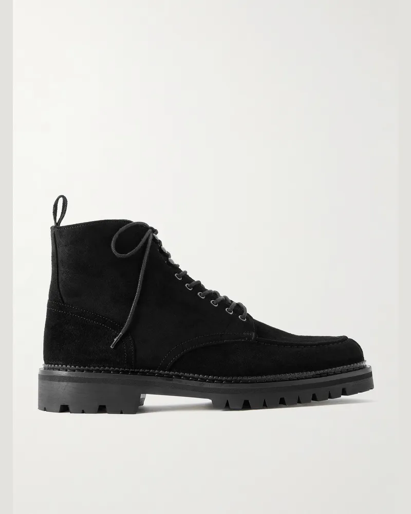 MR P. Commander Shearling-Lined Suede Lace-Up Boots Black